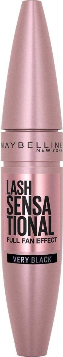 Maybelline New York Volume Mascara, Washable, Full Fan Effect, Long Eyelashes, Clump free, Lash Sensational, Very Black