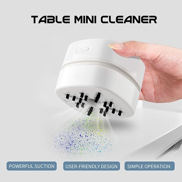 TRZLIFE Desk Vacuum Cleaner, Upgraded Mini Table Vacuum Improved Details Higher Suction More Durable Rechargeable Energy Saving Mini Vac Picks up Tiny Items Crumbs Flakes for Desktop Drawer Countertop