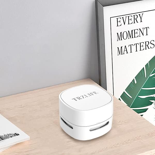 TRZLIFE Desk Vacuum Cleaner, Upgraded Mini Table Vacuum Improved Details Higher Suction More Durable Rechargeable Energy Saving Mini Vac Picks up Tiny Items Crumbs Flakes for Desktop Drawer Countertop