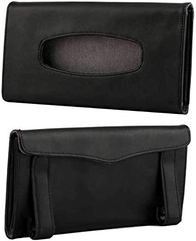 Fredysu Leather Premium Napkin & Tissue Holder, For Backseat And Car Visor, Cartbox02B, Black