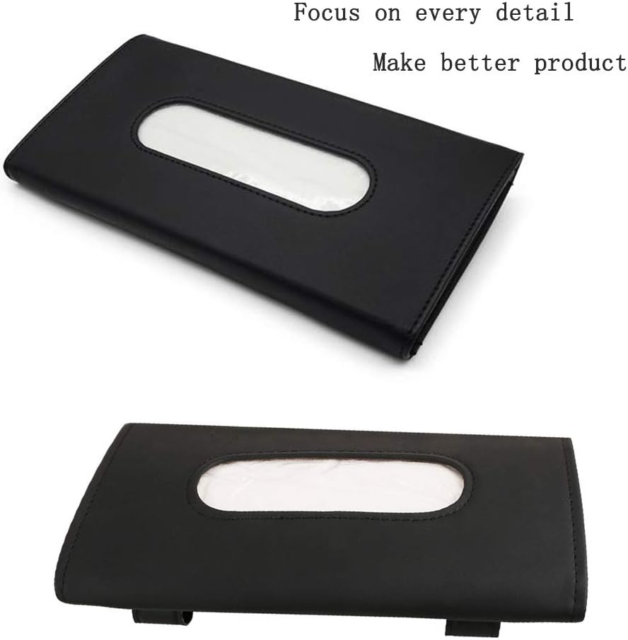 Fredysu Leather Premium Napkin & Tissue Holder, For Backseat And Car Visor, Cartbox02B, Black