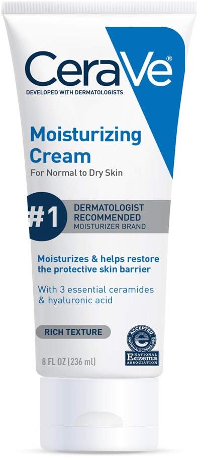 CeraVe Moisturizing Cream, Body and Face Moisturizer for Dry Skin, Body Cream with Hyaluronic Acid and Ceramides, 19 Ounce