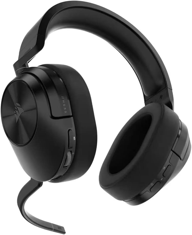 Corsair HS55 Wireless Gaming Headset - Dolby Audio 7.1 Surround Sound, Lightweight, Omni-Directional Microphone, On-Ear Audio Controls - Black