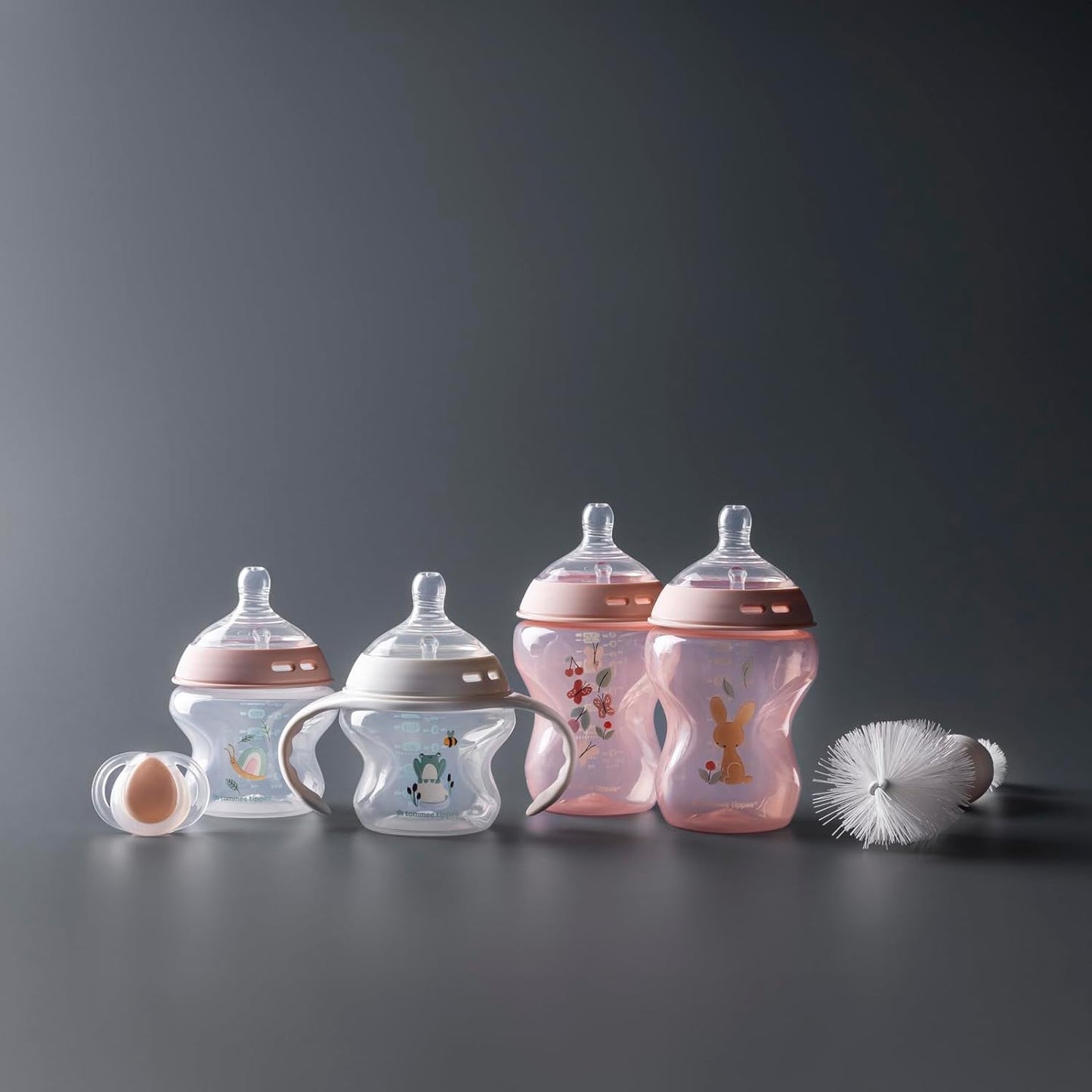 Tommee Tippee Natural Start Ready for Baby Bottle Set, 5oz and 9oz Anti-Colic Bottles, Slow and Medium Flow, 0-6 Month Pacifiers, Self-Sterilizing, Pink