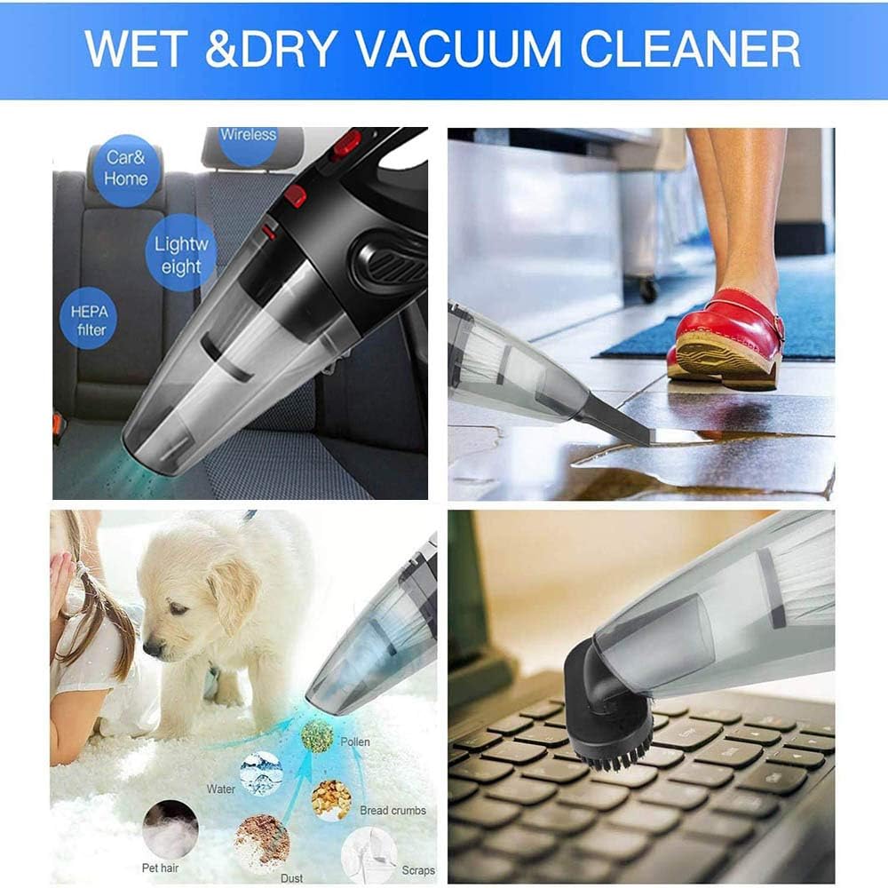 IDEA-TECH Car Vacuum Cleaner, 3.2KPa Strong Cyclone Suction, 12V 120W Rechargeable, for Pet Hair Car Home Cleaning, Black, 355*105*125mm/13.97*4.13*0.16in, BW0002