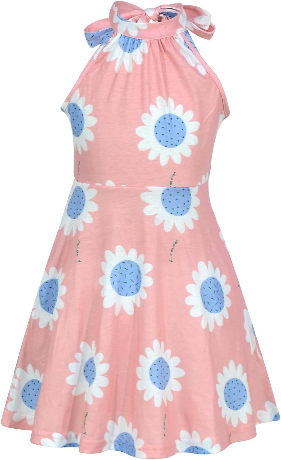 GORLYA Girl's Halter Neck Cold Shoulder Sleeveless Summer Casual Sundress A-line Dress with Pockets for 4-14T Kids