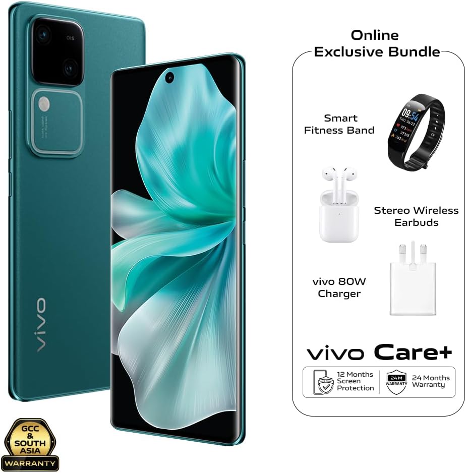 vivo V30 5G (Lush Green, 12GB+12GB RAM, 256GB) | Slimmest 3D Curved 1.5K AMOLED 120Hz Display | 50MP AF Group Selfie | Aura Light OIS