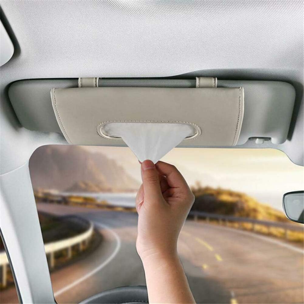 Fredysu Leather Premium Napkin & Tissue Holder, For Backseat And Car Visor, Cartbox02B, Black