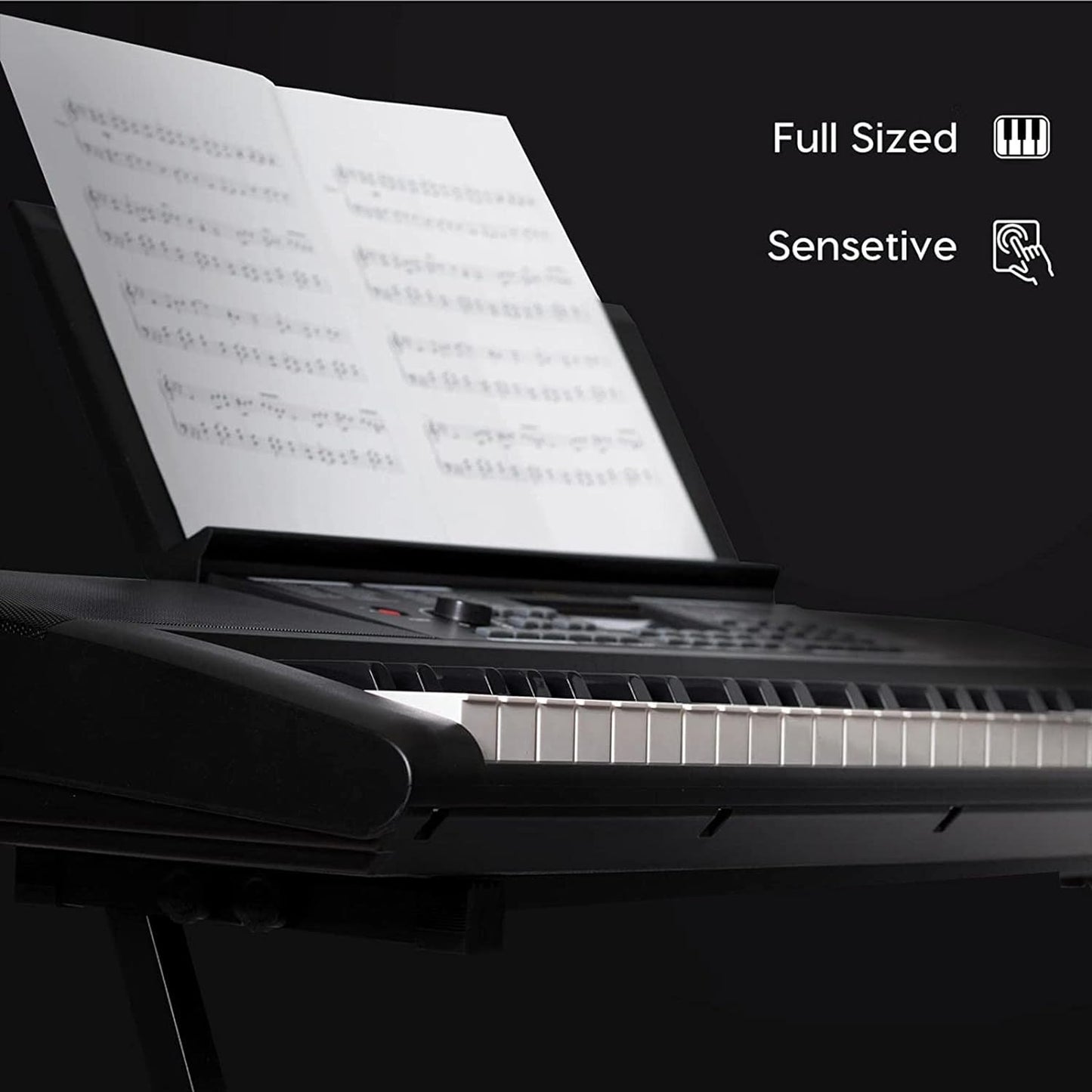 starument Portable Electiric keyboard piano with 61 premium piano style keys and built in dual speakers with keybooard stand, note stand, hadphones, microphone, banch