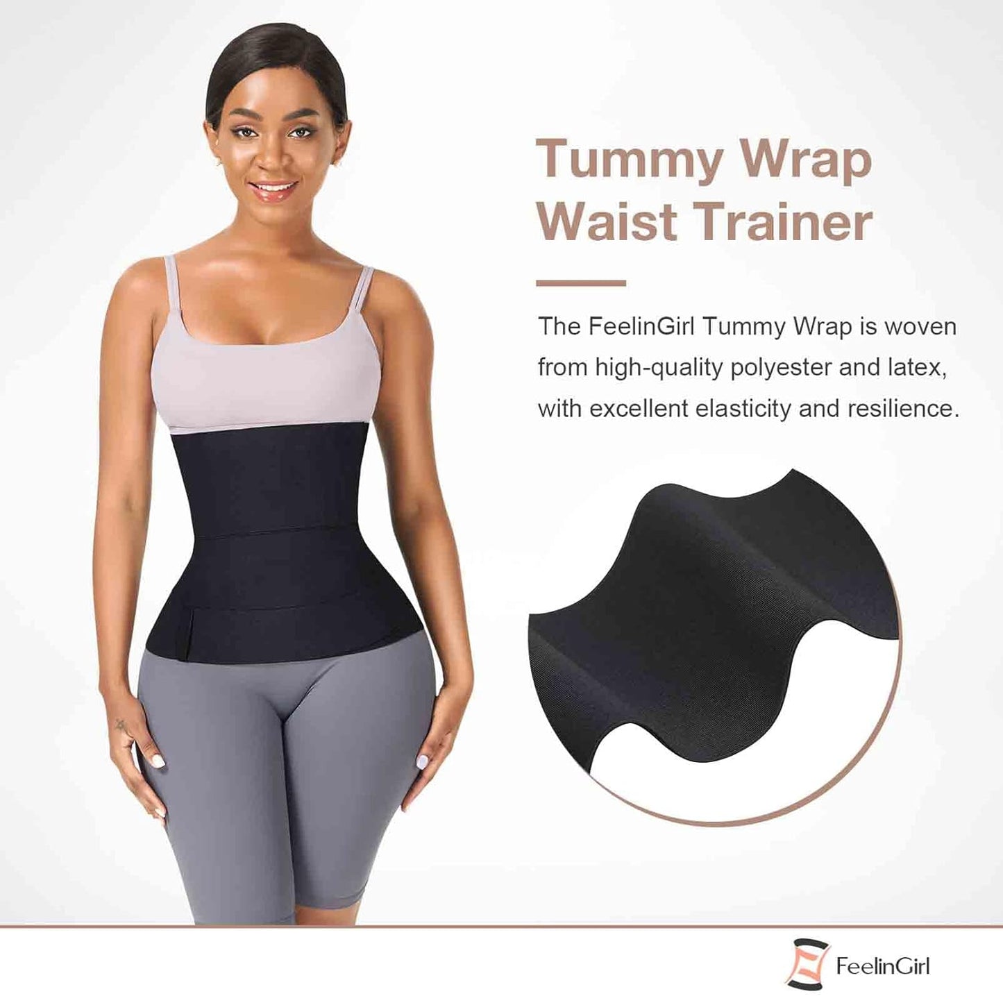 FeelinGirl Waist Trainer for Women Sauna Belt Tummy Wrap Plus Size