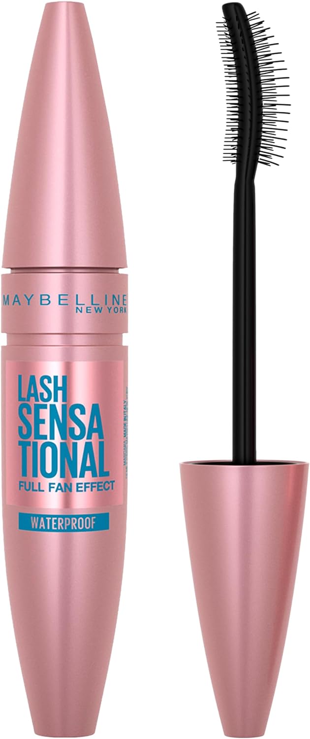 Maybelline New York Volume Mascara, Washable, Full Fan Effect, Long Eyelashes, Clump free, Lash Sensational, Very Black