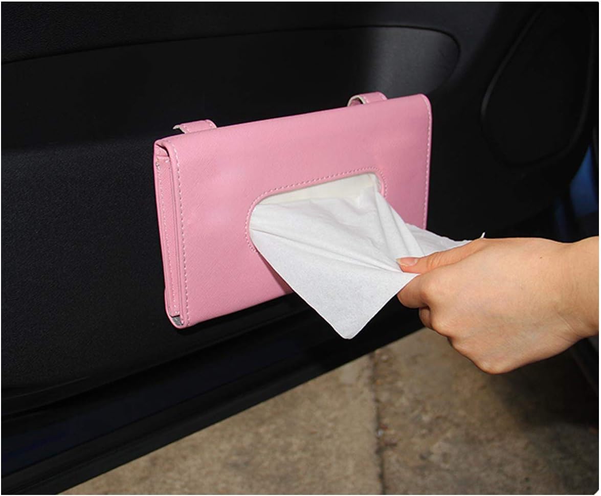 Fredysu Leather Premium Napkin & Tissue Holder, For Backseat And Car Visor, Cartbox02B, Black