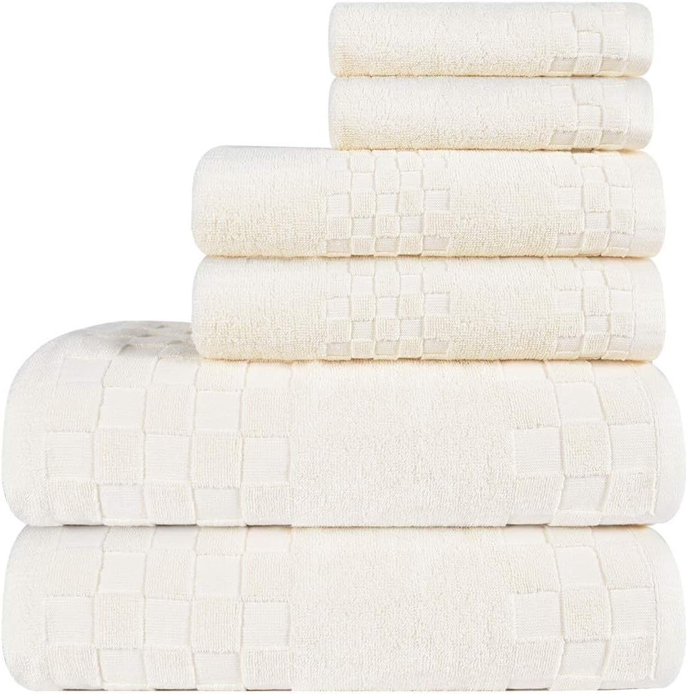 DIAOJIA Bath Towels Soft Cotton 6 Piece,100% Cotton Anti Odor Family Towels, Highly Absorbent Quick-Drying Lightweight Spa Towel for Bathroom 2 Bath Towel 2 Washcloth 2 Hand Towel (Cool Grey)