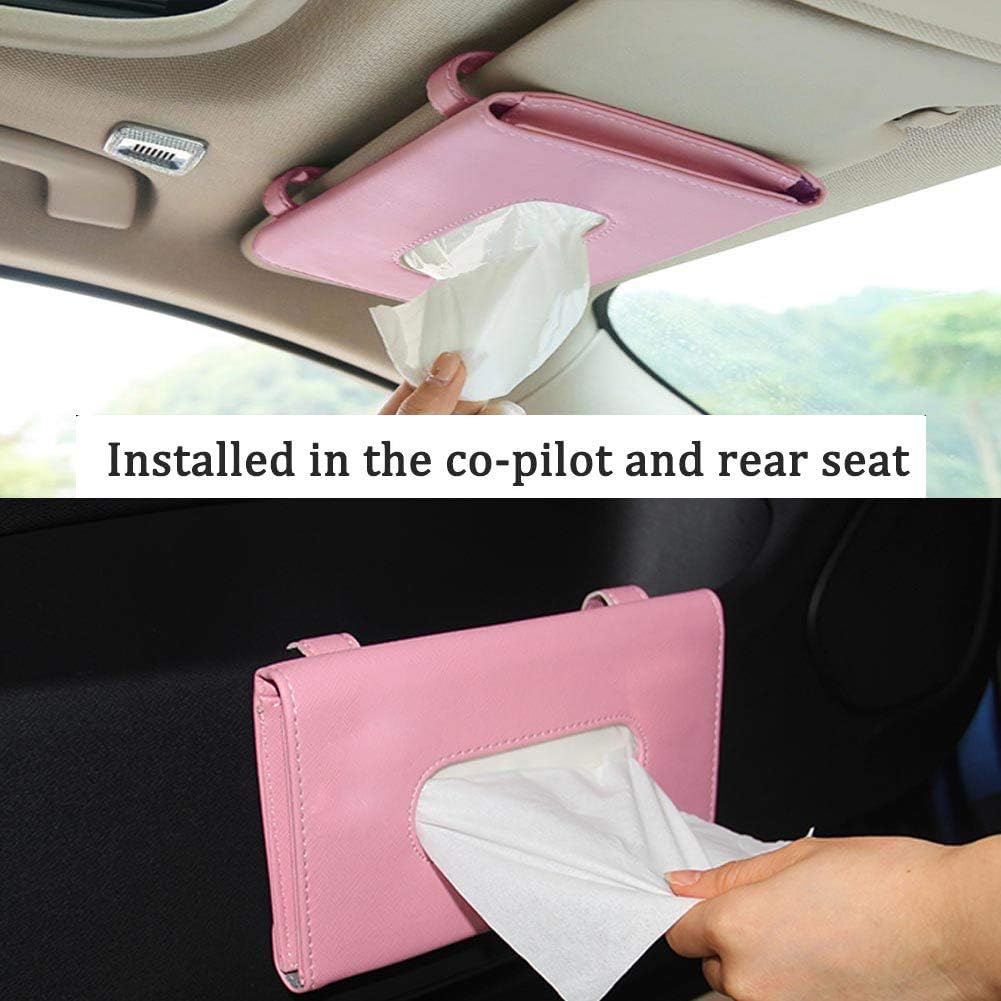 Fredysu Leather Premium Napkin & Tissue Holder, For Backseat And Car Visor, Cartbox02B, Black