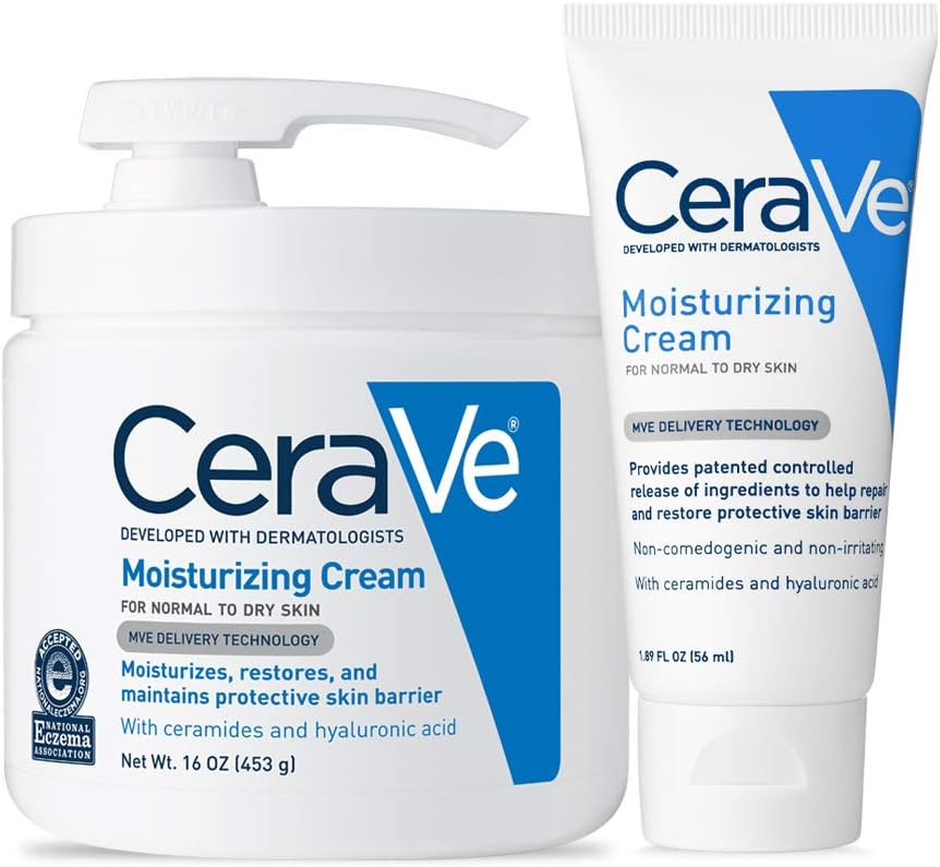 CeraVe Moisturizing Cream, Body and Face Moisturizer for Dry Skin, Body Cream with Hyaluronic Acid and Ceramides, 19 Ounce
