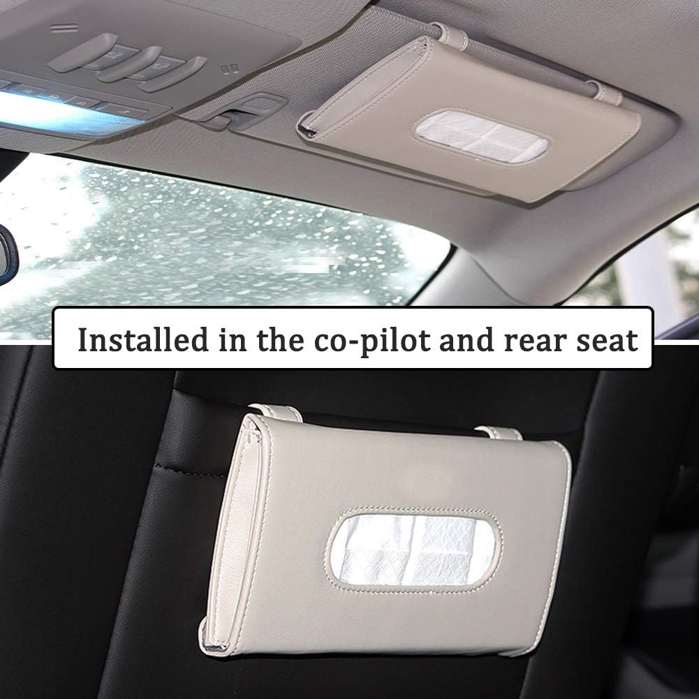 Fredysu Leather Premium Napkin & Tissue Holder, For Backseat And Car Visor, Cartbox02B, Black