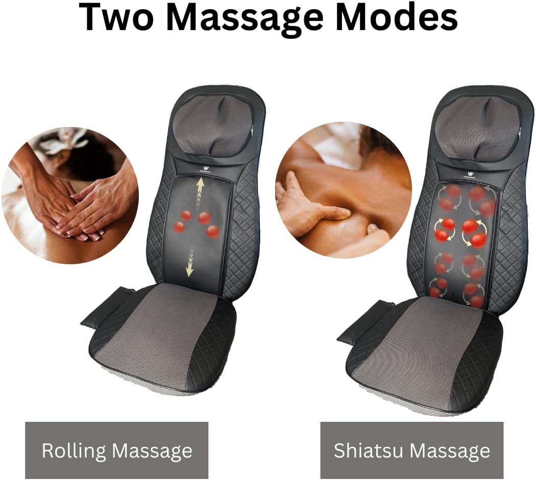 TECKWAVE Total Back, Shoulder & Neck Massager with Multi Massage Mode, Heat & Vibration Seat (1 Year Warranty)