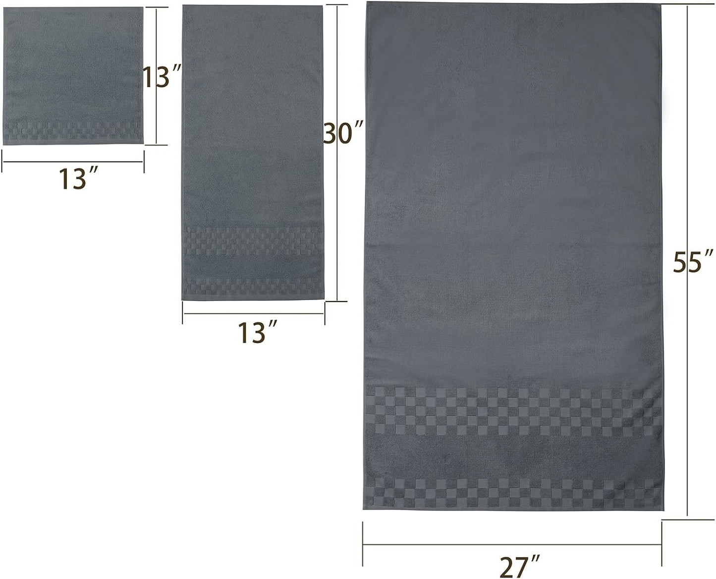 DIAOJIA Bath Towels Soft Cotton 6 Piece,100% Cotton Anti Odor Family Towels, Highly Absorbent Quick-Drying Lightweight Spa Towel for Bathroom 2 Bath Towel 2 Washcloth 2 Hand Towel (Cool Grey)