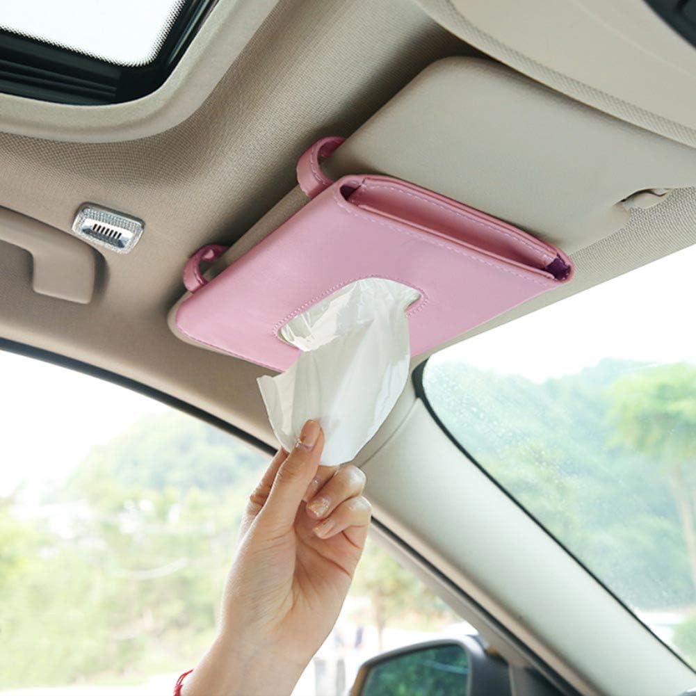 Fredysu Leather Premium Napkin & Tissue Holder, For Backseat And Car Visor, Cartbox02B, Black