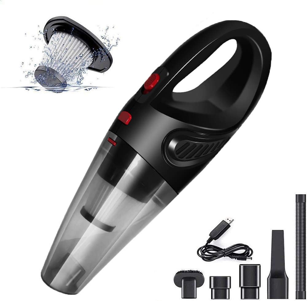 IDEA-TECH Car Vacuum Cleaner, 3.2KPa Strong Cyclone Suction, 12V 120W Rechargeable, for Pet Hair Car Home Cleaning, Black, 355*105*125mm/13.97*4.13*0.16in, BW0002
