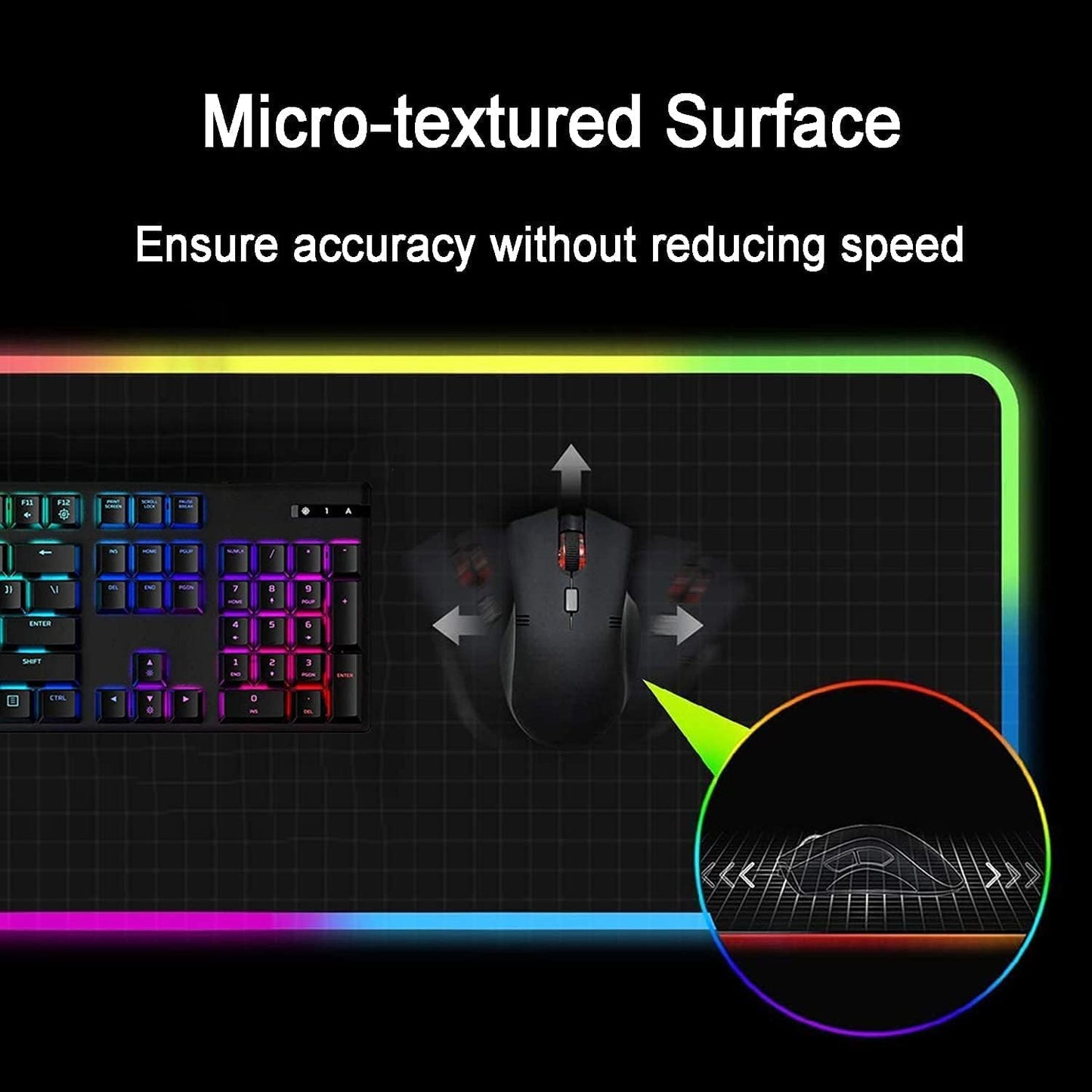 KASTWAVE RGB Gaming Mouse Pad - Transform Your Gaming Experience, 12 Lighting Modes, 2 Brightness Levels, Anti-Slip Waterproof Surface, Large Extended Mouse Mat (31.5 x 11.8 Inch)