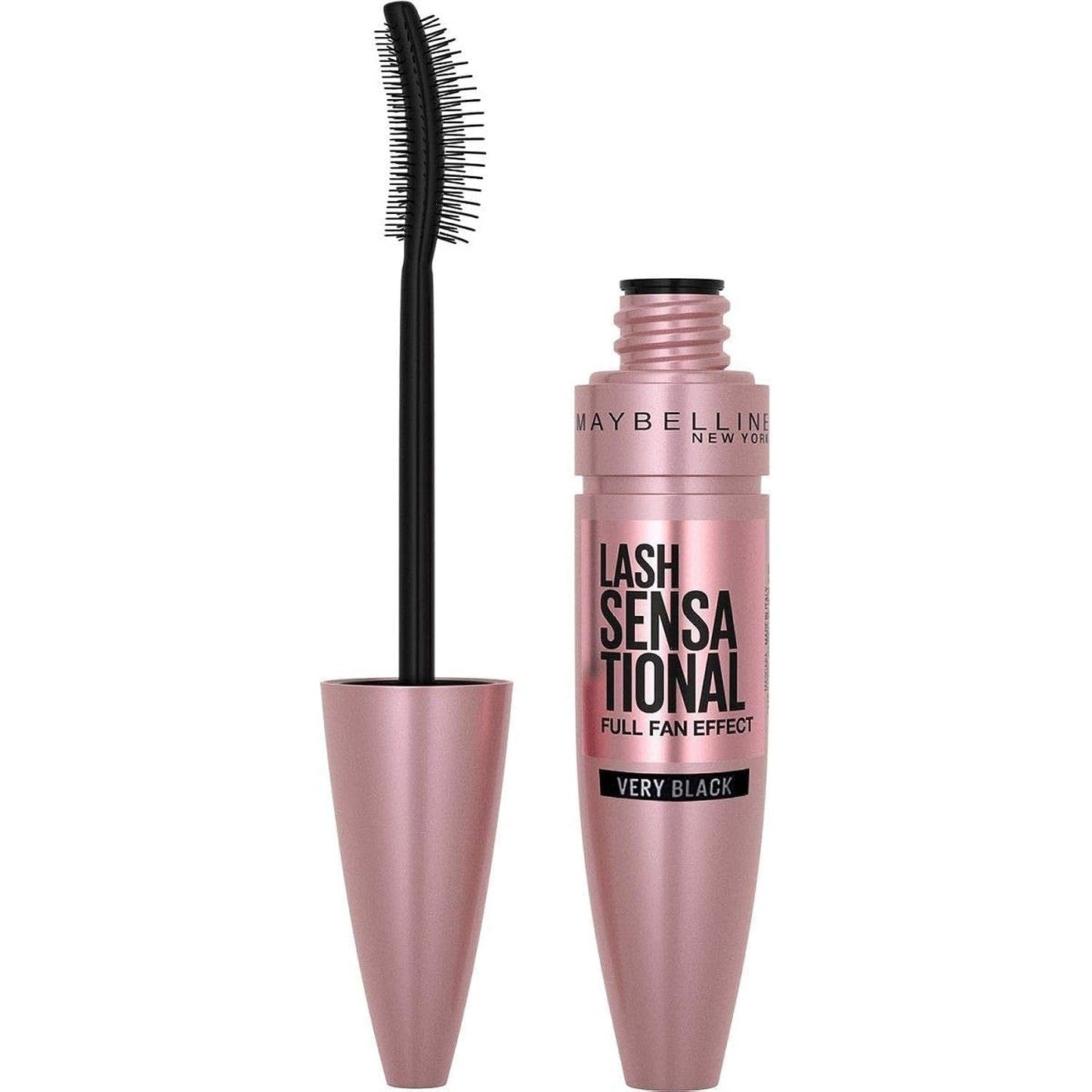 Maybelline New York Volume Mascara, Washable, Full Fan Effect, Long Eyelashes, Clump free, Lash Sensational, Very Black