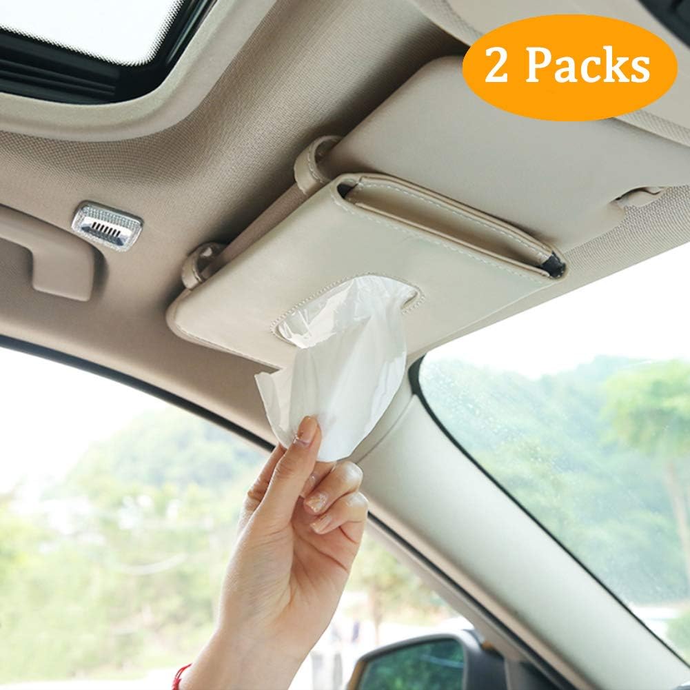 Fredysu Leather Premium Napkin & Tissue Holder, For Backseat And Car Visor, Cartbox02B, Black