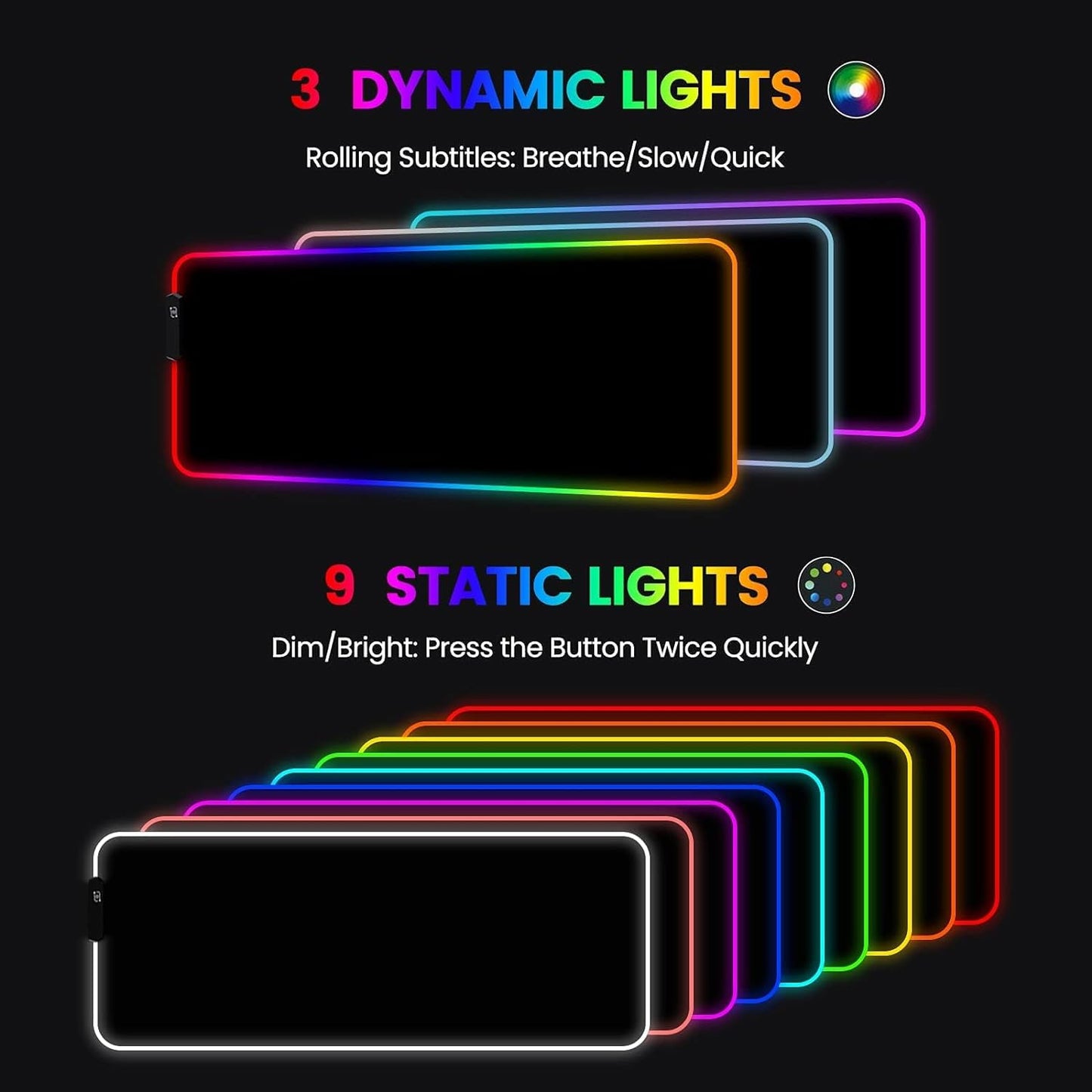 KASTWAVE RGB Gaming Mouse Pad - Transform Your Gaming Experience, 12 Lighting Modes, 2 Brightness Levels, Anti-Slip Waterproof Surface, Large Extended Mouse Mat (31.5 x 11.8 Inch)