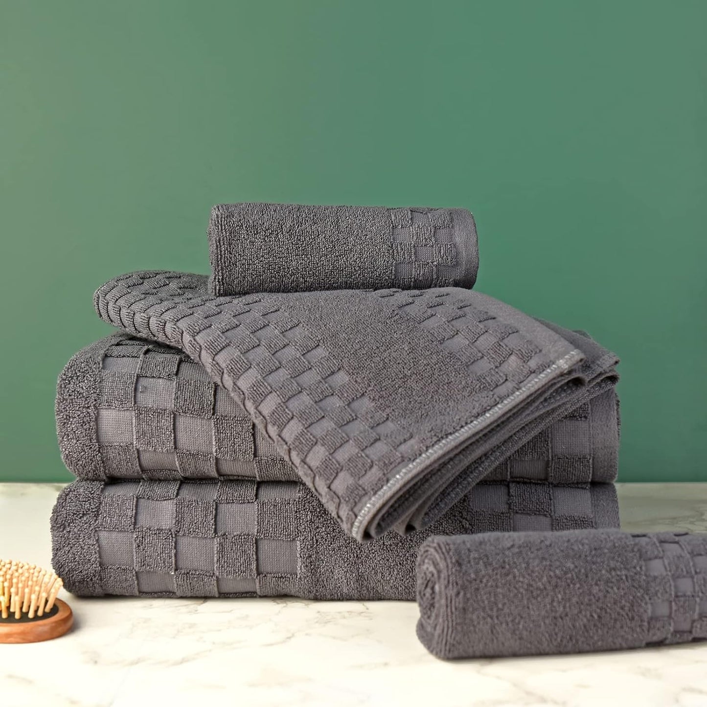 DIAOJIA Bath Towels Soft Cotton 6 Piece,100% Cotton Anti Odor Family Towels, Highly Absorbent Quick-Drying Lightweight Spa Towel for Bathroom 2 Bath Towel 2 Washcloth 2 Hand Towel (Cool Grey)