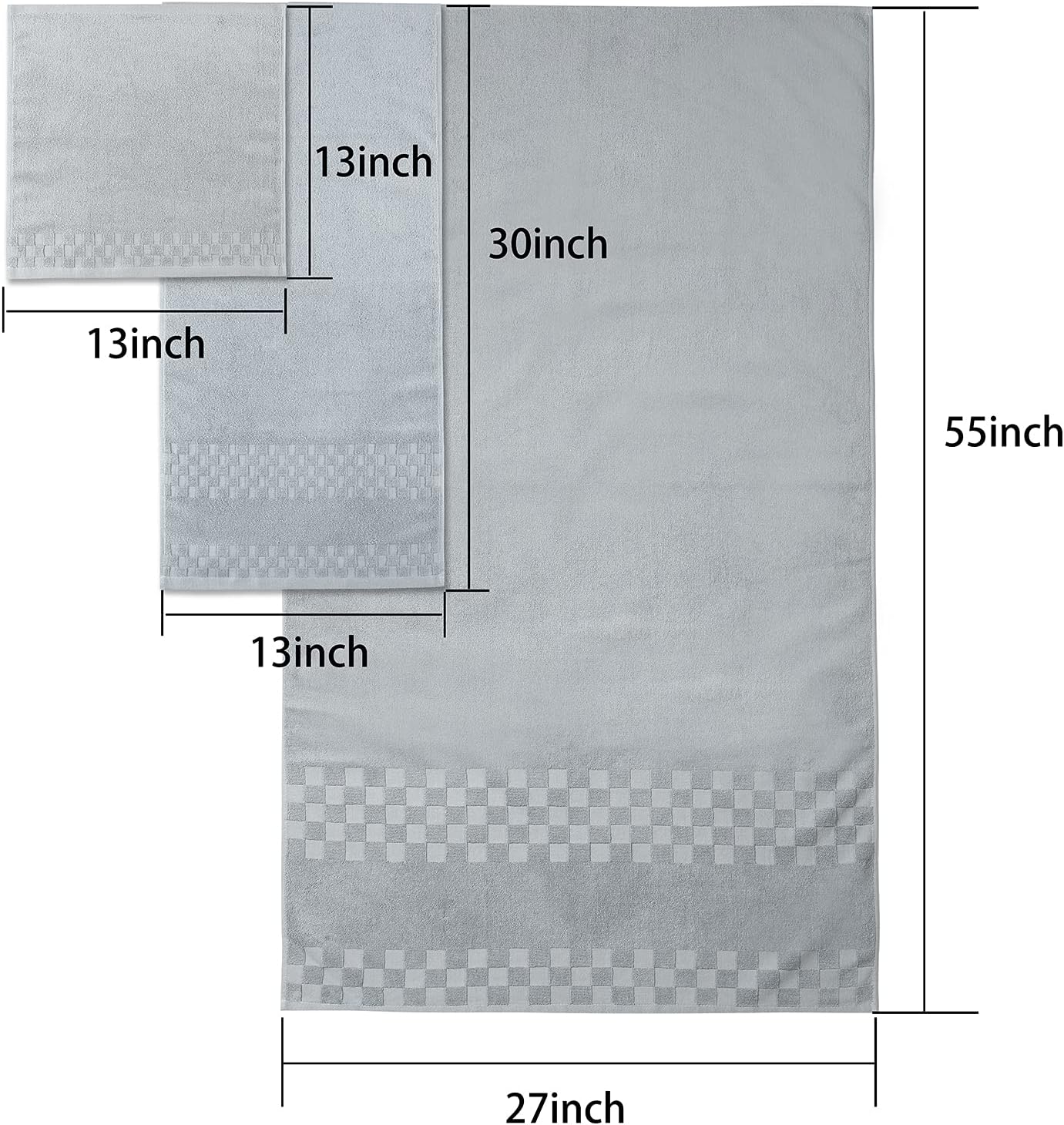 DIAOJIA Bath Towels Soft Cotton 6 Piece,100% Cotton Anti Odor Family Towels, Highly Absorbent Quick-Drying Lightweight Spa Towel for Bathroom 2 Bath Towel 2 Washcloth 2 Hand Towel (Cool Grey)