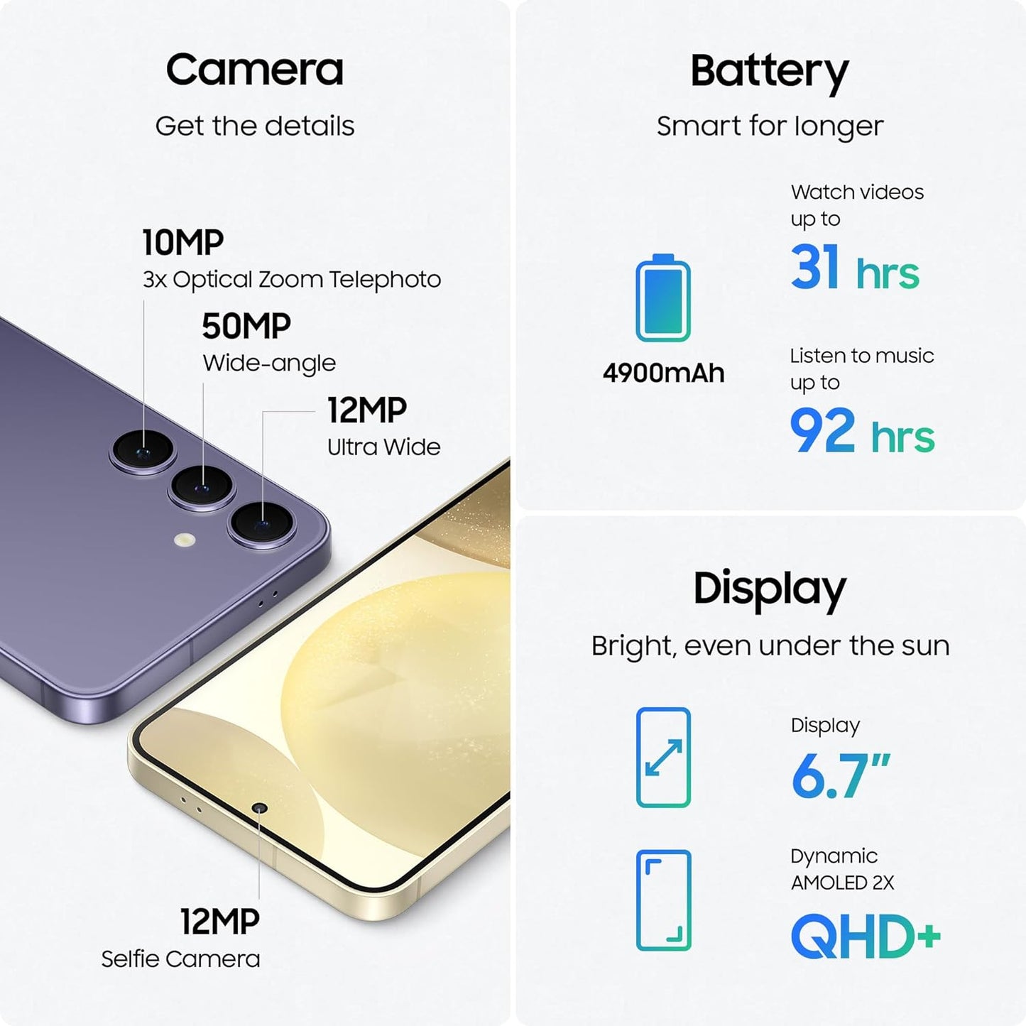 SAMSUNG Galaxy S24, AI Phone, 256GB Storage, Amber Yellow, 8GB RAM, Android Smartphone, 50MP Camera, Long Battery Life, 1 Yr Manufacturer Warranty