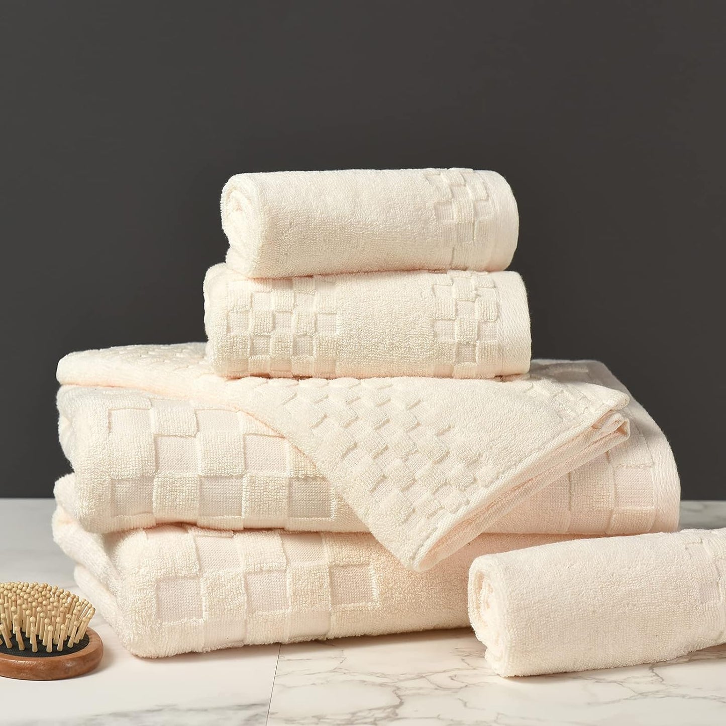 DIAOJIA Bath Towels Soft Cotton 6 Piece,100% Cotton Anti Odor Family Towels, Highly Absorbent Quick-Drying Lightweight Spa Towel for Bathroom 2 Bath Towel 2 Washcloth 2 Hand Towel (Cool Grey)