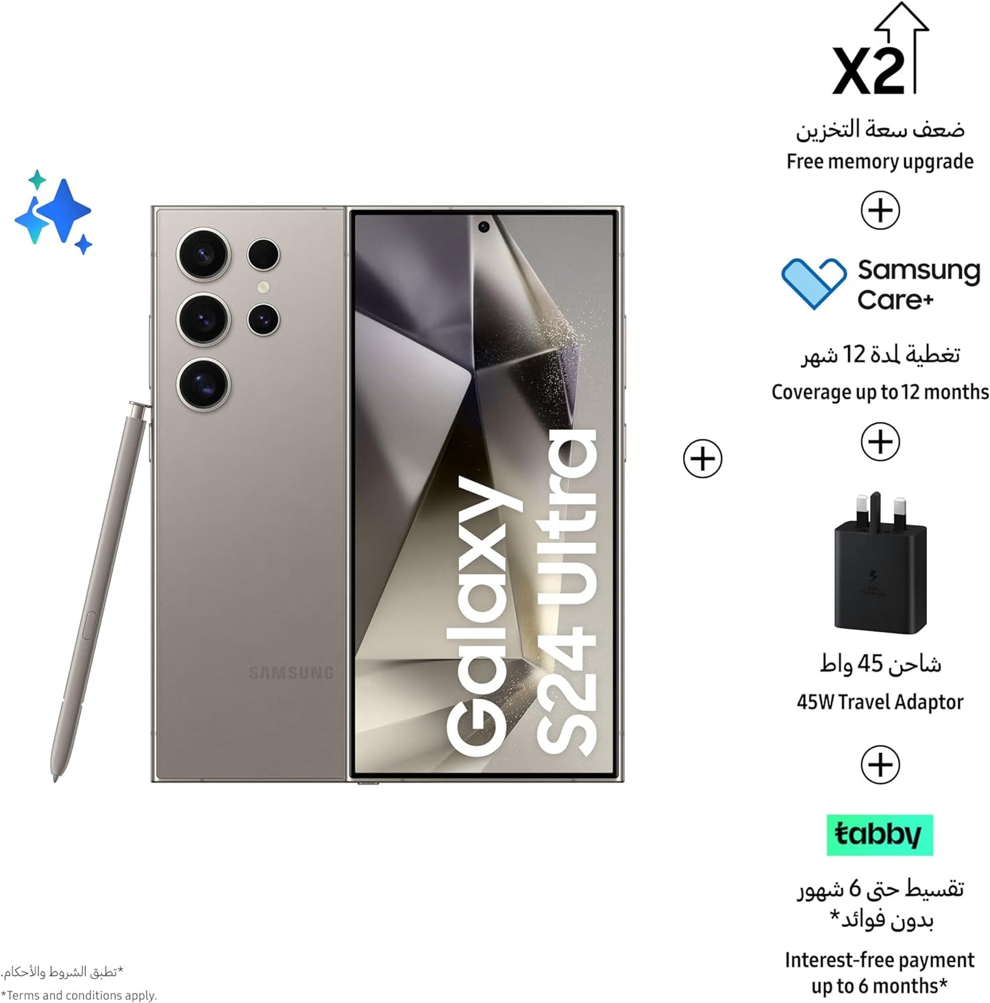 SAMSUNG Galaxy S24+, AI Phone, 512GB Storage, Cobalt Violet, 12GB RAM, Android Smartphone, 50MP Camera, Bigger Display, Long Battery Life + Samsung Travel Power Adapter 45W, Black