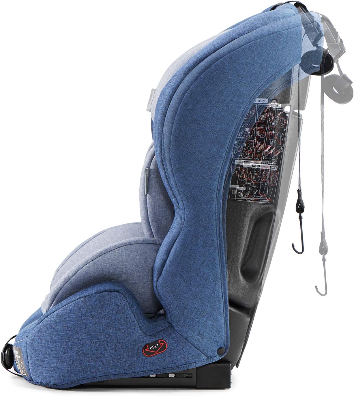 Kinderkraft Car Seat SAFETY FIX, Booster Child Seat, with Isofix, Top Tether, Adjustable Headrest, for Toddlers, Infant, Group 1/2/3, 9-36 Kg, Up to 12 Years, Safety Certificate ECE R44/04, Gray