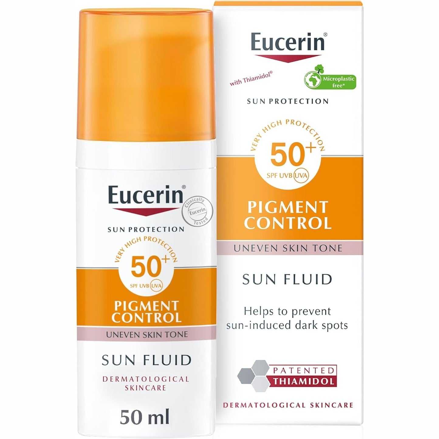 Eucerin Face Sunscreen Even Pigment Perfector Pigment Control Sun Fluid with Thiamidol, High UVA/UVB Protection, SPF50+, Reduces Pigment Spots for Uneven Skin Tone, 50ml’