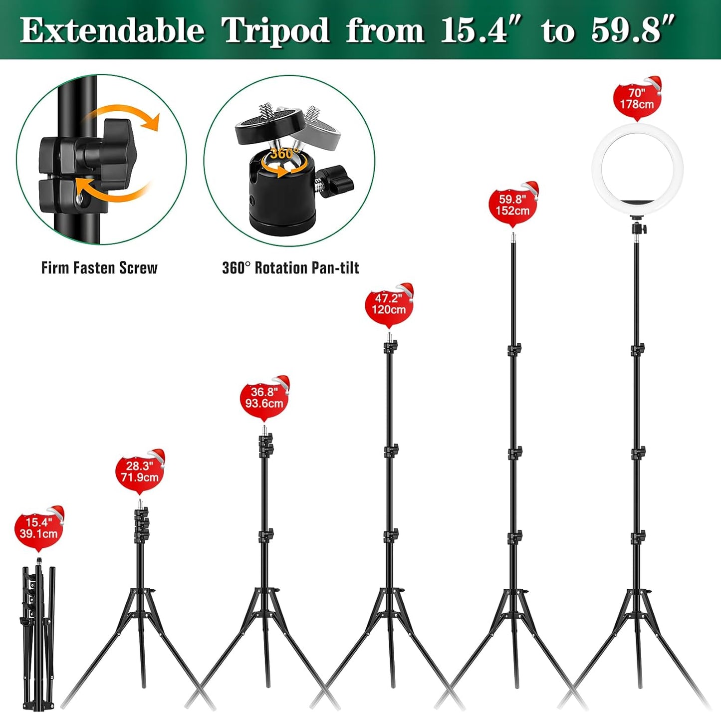 Ring Light with Tripod Stand & Phone Holder - 10 inch Selfie LED Ringlight Dimmable Desktop Lamp 40 Colors RGB Tall Circle Light for Camera Makeup Video YouTube TikTok Live Streaming Zoom Meeting