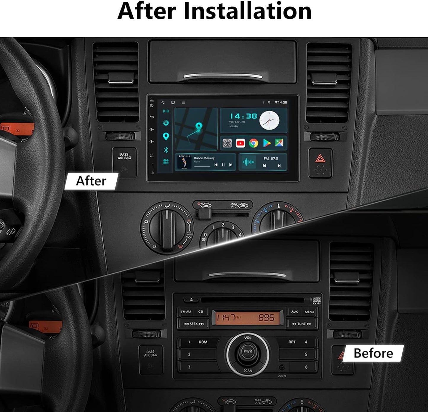 Eonon 7 inch Android 10 Car Stereo CarPlay Android Auto Headunit GPS Sat Nav Bluetooth Support RearView Camera OBDII DAB+ Steering Wheel Controls Q04SE