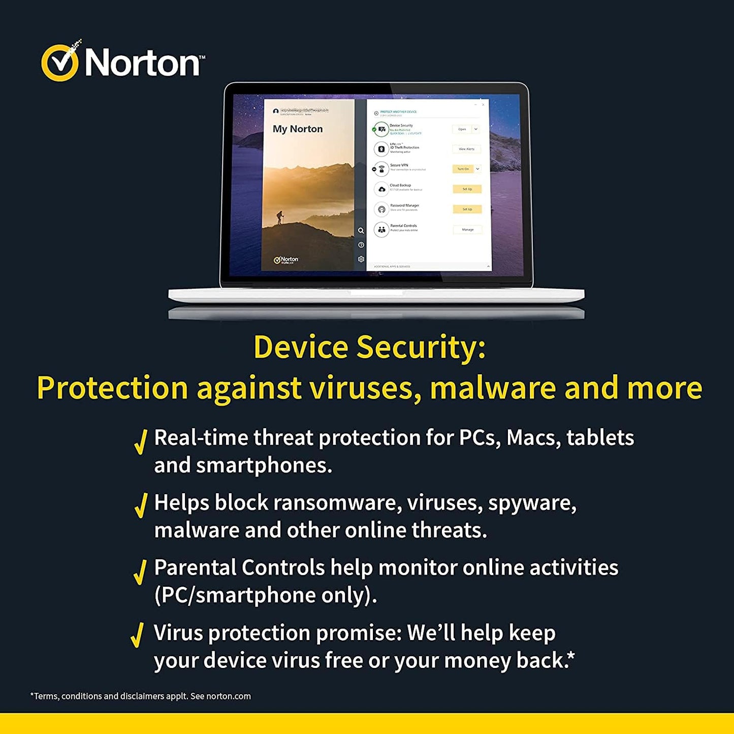 Norton 360 Premium 2021, 10 Devices, Internet Secu[rity, Antivirus and VPN, Hacking / Data Theft Protection, Password Manager, 75 GB Cloud Backup, PC / Mac® / Phones / Tablets, English