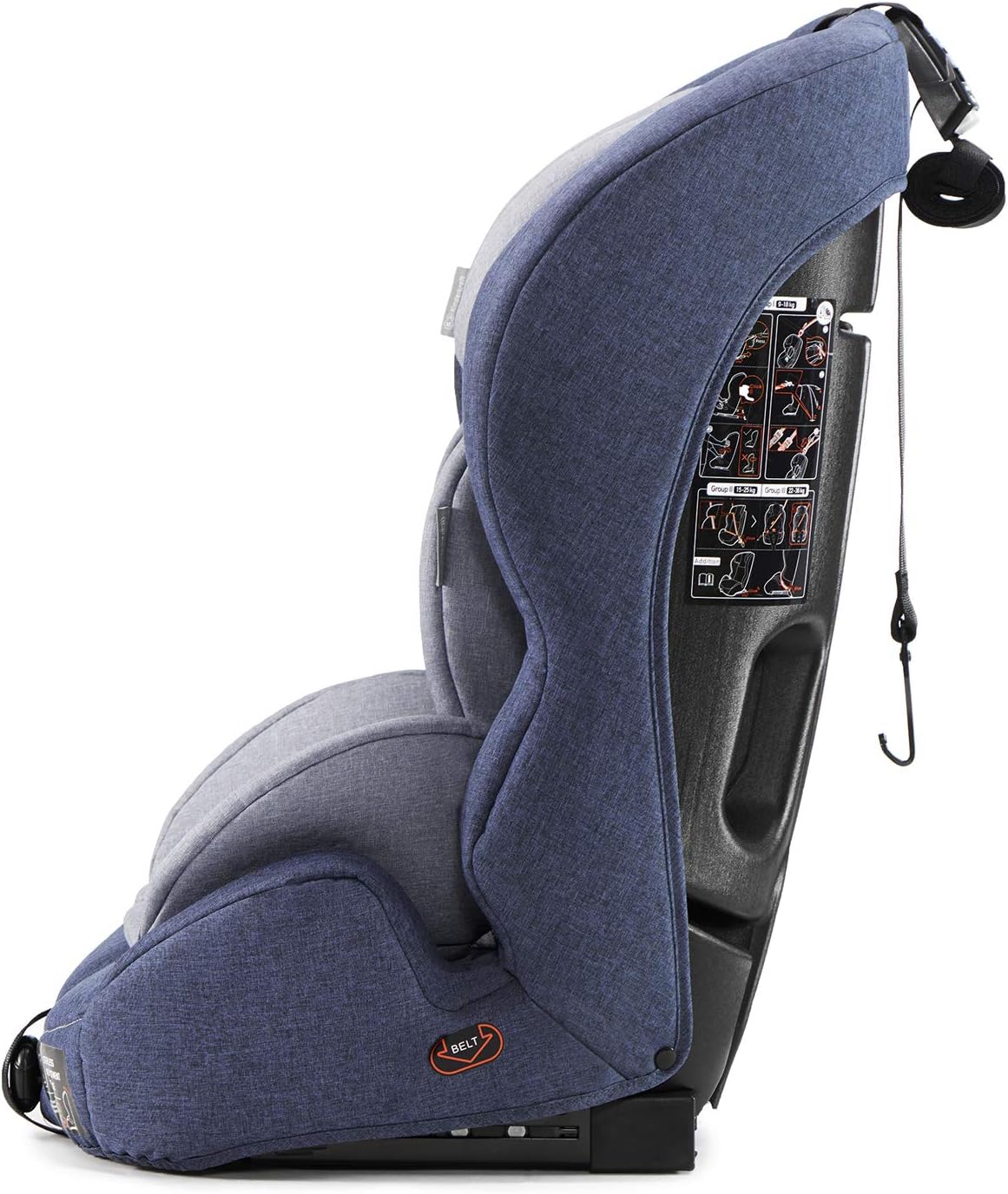 Kinderkraft Car Seat SAFETY FIX, Booster Child Seat, with Isofix, Top Tether, Adjustable Headrest, for Toddlers, Infant, Group 1/2/3, 9-36 Kg, Up to 12 Years, Safety Certificate ECE R44/04, Gray