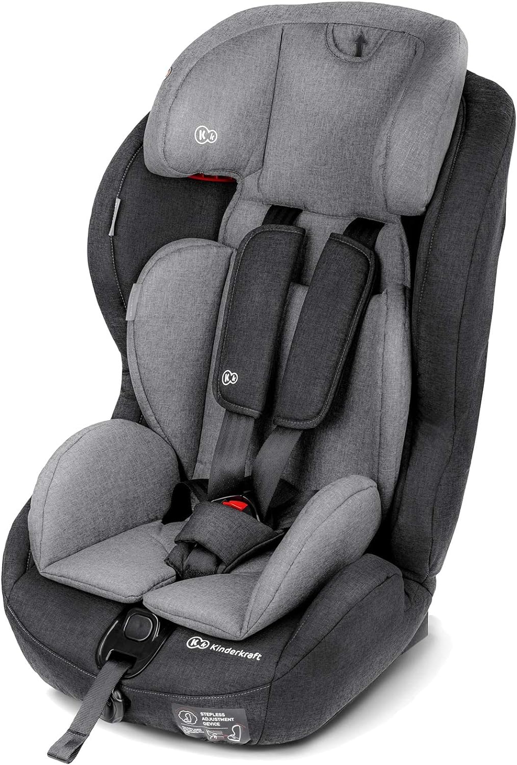 Kinderkraft Car Seat SAFETY FIX, Booster Child Seat, with Isofix, Top Tether, Adjustable Headrest, for Toddlers, Infant, Group 1/2/3, 9-36 Kg, Up to 12 Years, Safety Certificate ECE R44/04, Gray