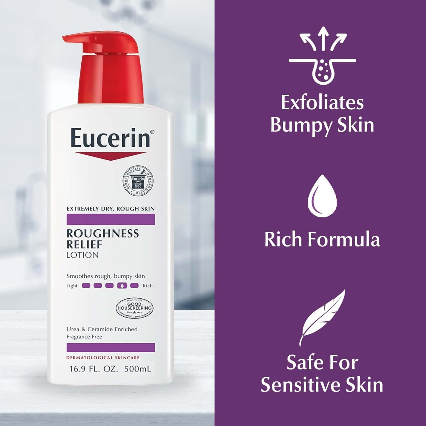 Eucerin Roughness Relief Lotion - Full Body Lotion for Extremely Dry, Rough Skin - 16.9 fl. oz. Pump Bottle