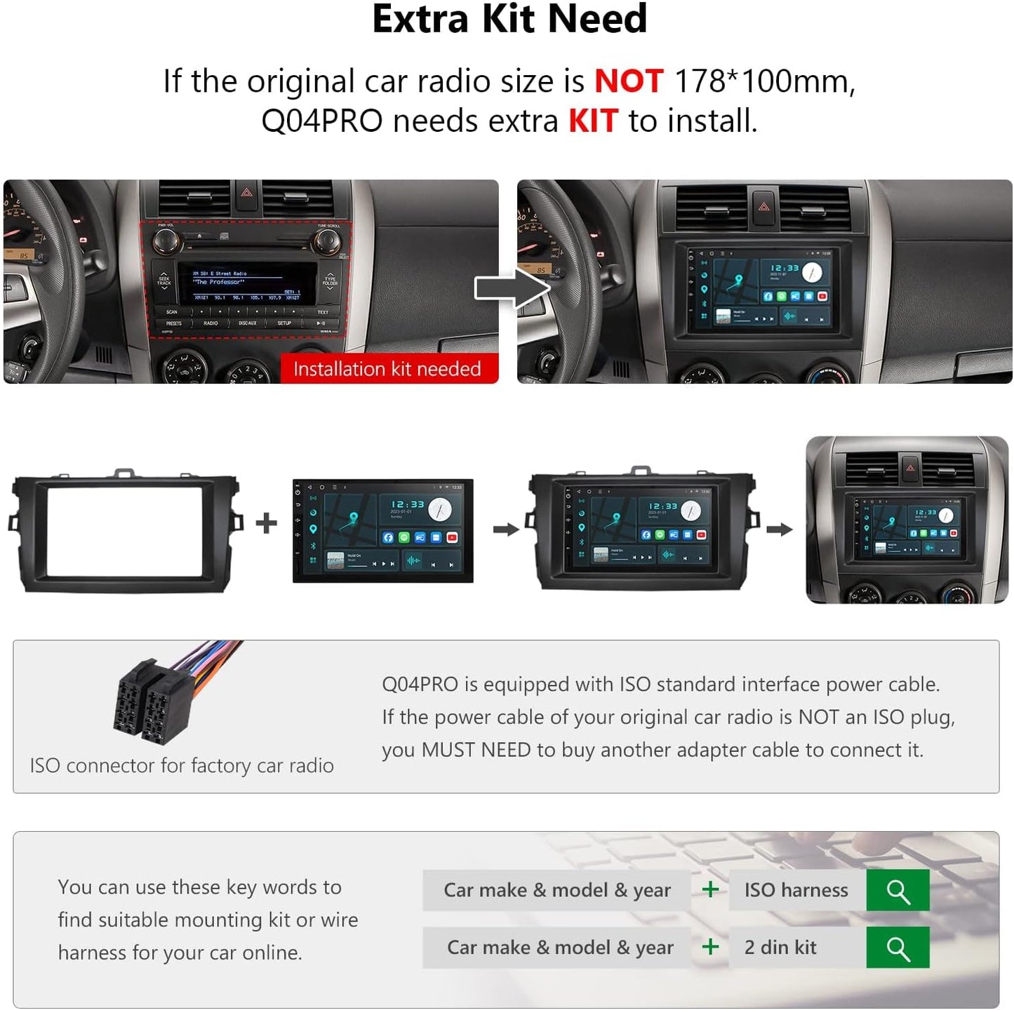 Eonon 7 inch Android 10 Car Stereo CarPlay Android Auto Headunit GPS Sat Nav Bluetooth Support RearView Camera OBDII DAB+ Steering Wheel Controls Q04SE