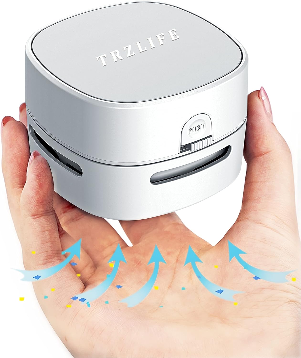 TRZLIFE Desk Vacuum Cleaner, Upgraded Mini Table Vacuum Improved Details Higher Suction More Durable Rechargeable Energy Saving Mini Vac Picks up Tiny Items Crumbs Flakes for Desktop Drawer Countertop