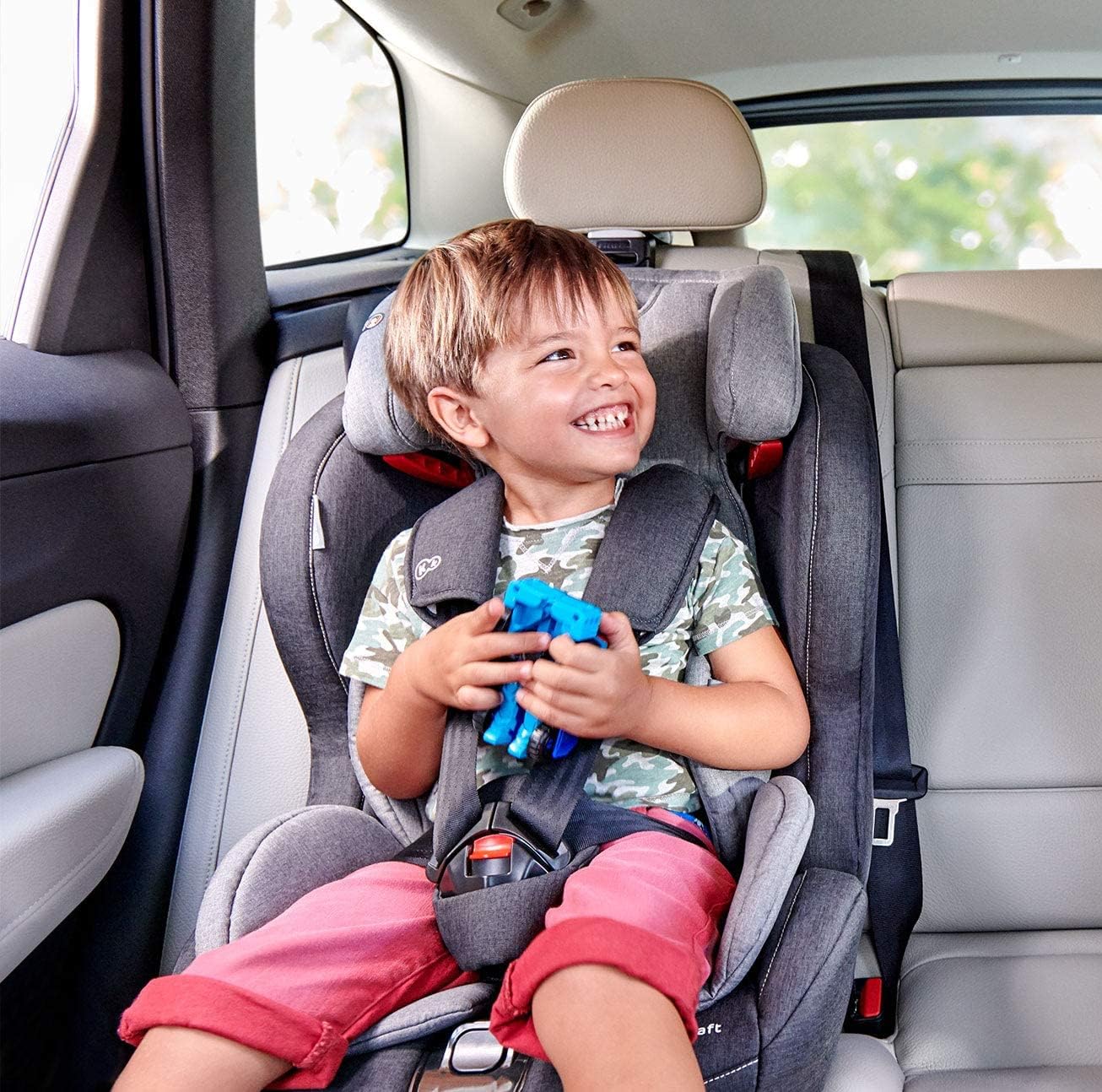 Kinderkraft Car Seat SAFETY FIX, Booster Child Seat, with Isofix, Top Tether, Adjustable Headrest, for Toddlers, Infant, Group 1/2/3, 9-36 Kg, Up to 12 Years, Safety Certificate ECE R44/04, Gray