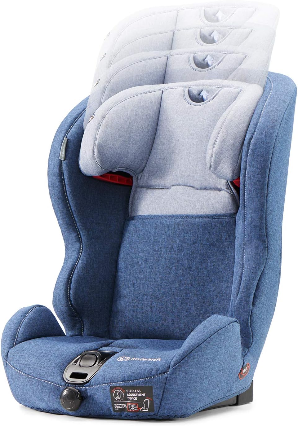 Kinderkraft Car Seat SAFETY FIX, Booster Child Seat, with Isofix, Top Tether, Adjustable Headrest, for Toddlers, Infant, Group 1/2/3, 9-36 Kg, Up to 12 Years, Safety Certificate ECE R44/04, Gray