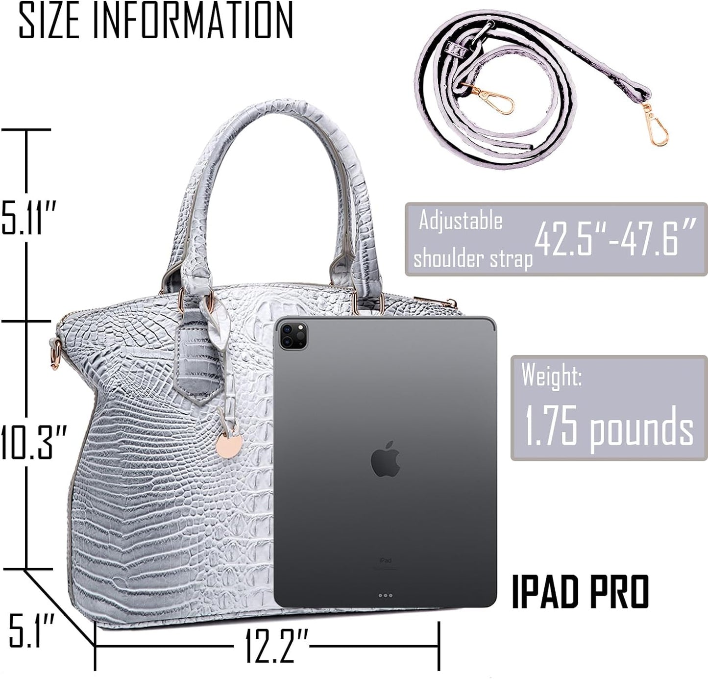 Makcr Joacbv Women Purse Satchel Bag Long Crossbody Classy Tote Bag Top Handle Vegan Leather Ladies Handbags Embossed Pattern