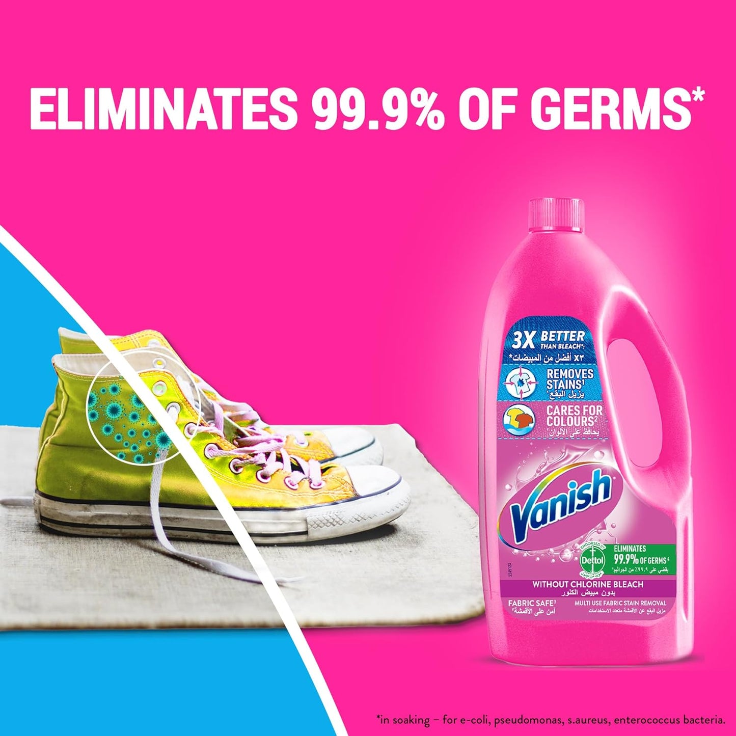 Vanish Laundry Stain Remover Liquid for White Colored Clothes, Can be Used with or without Detergents & Additives, Ideal for Use in the Washing Machine, 3 L and 1 L, Pack of 2