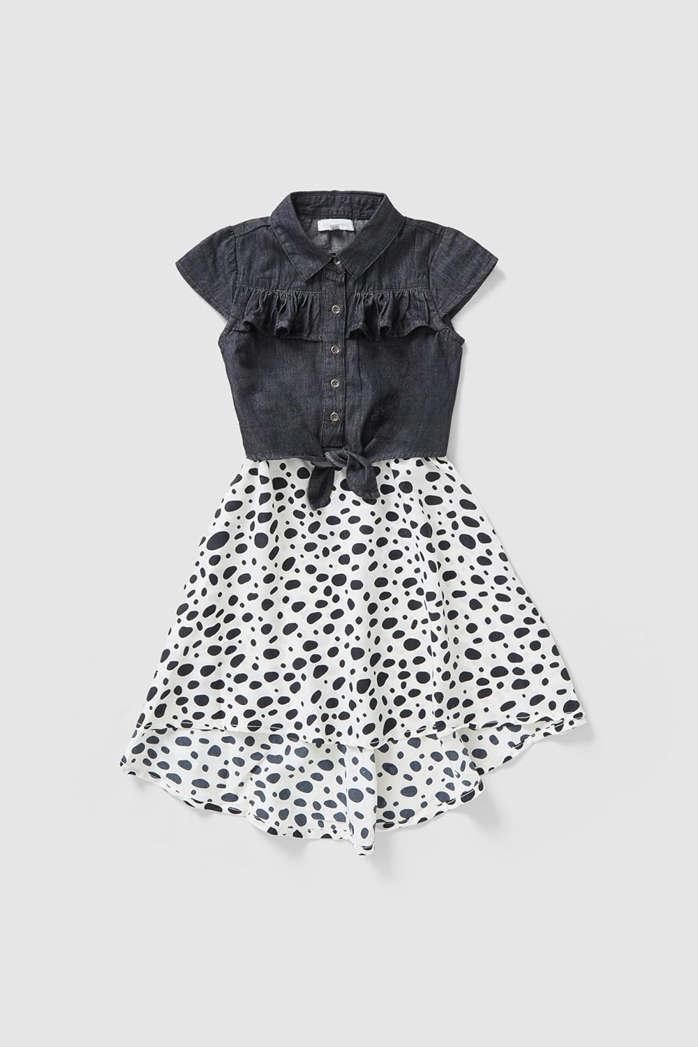 Blue Zoo Younger Girls Dot Dress With Denim Shirt