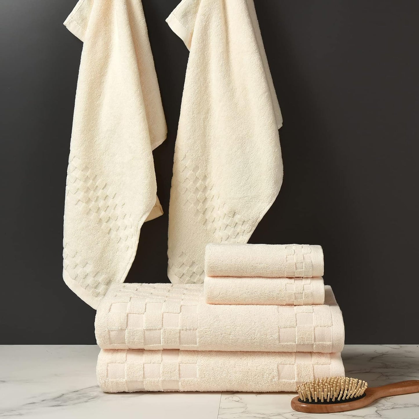 DIAOJIA Bath Towels Soft Cotton 6 Piece,100% Cotton Anti Odor Family Towels, Highly Absorbent Quick-Drying Lightweight Spa Towel for Bathroom 2 Bath Towel 2 Washcloth 2 Hand Towel (Cool Grey)