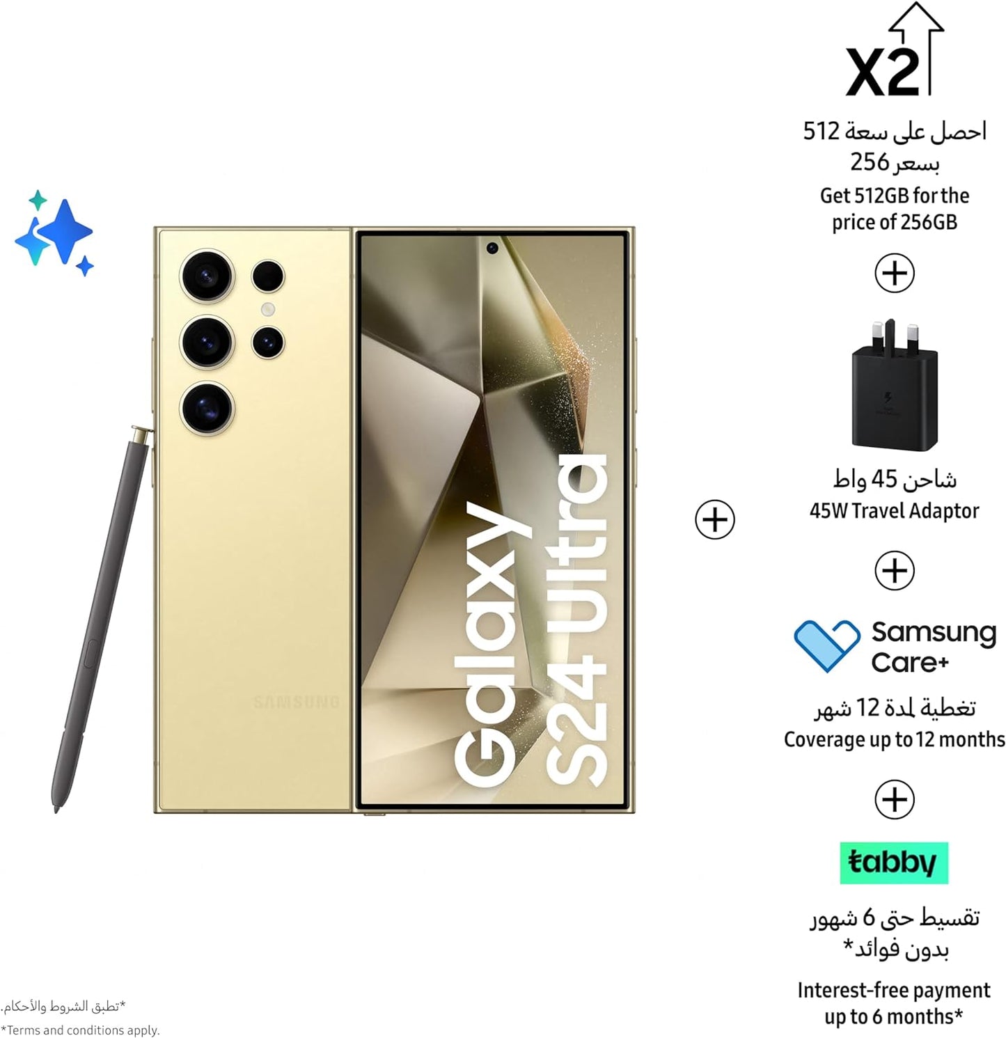 SAMSUNG Galaxy S24+, AI Phone, 512GB Storage, Cobalt Violet, 12GB RAM, Android Smartphone, 50MP Camera, Bigger Display, Long Battery Life + Samsung Travel Power Adapter 45W, Black